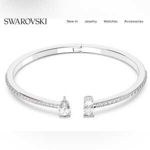 Swarovski Mesmera cuff, mixed cuts, rhodium plated bangle bracelet